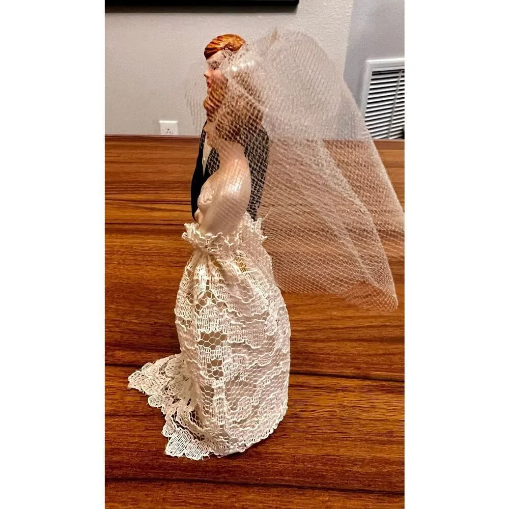 Vintage Wedding Cake Topper Bride Groom MCM